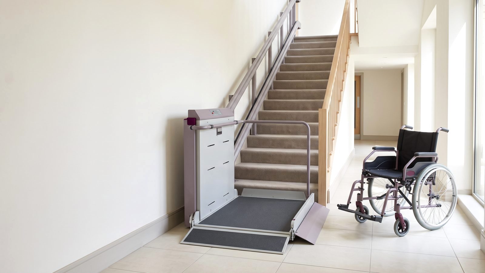 Wheelchair platform lift on stairs